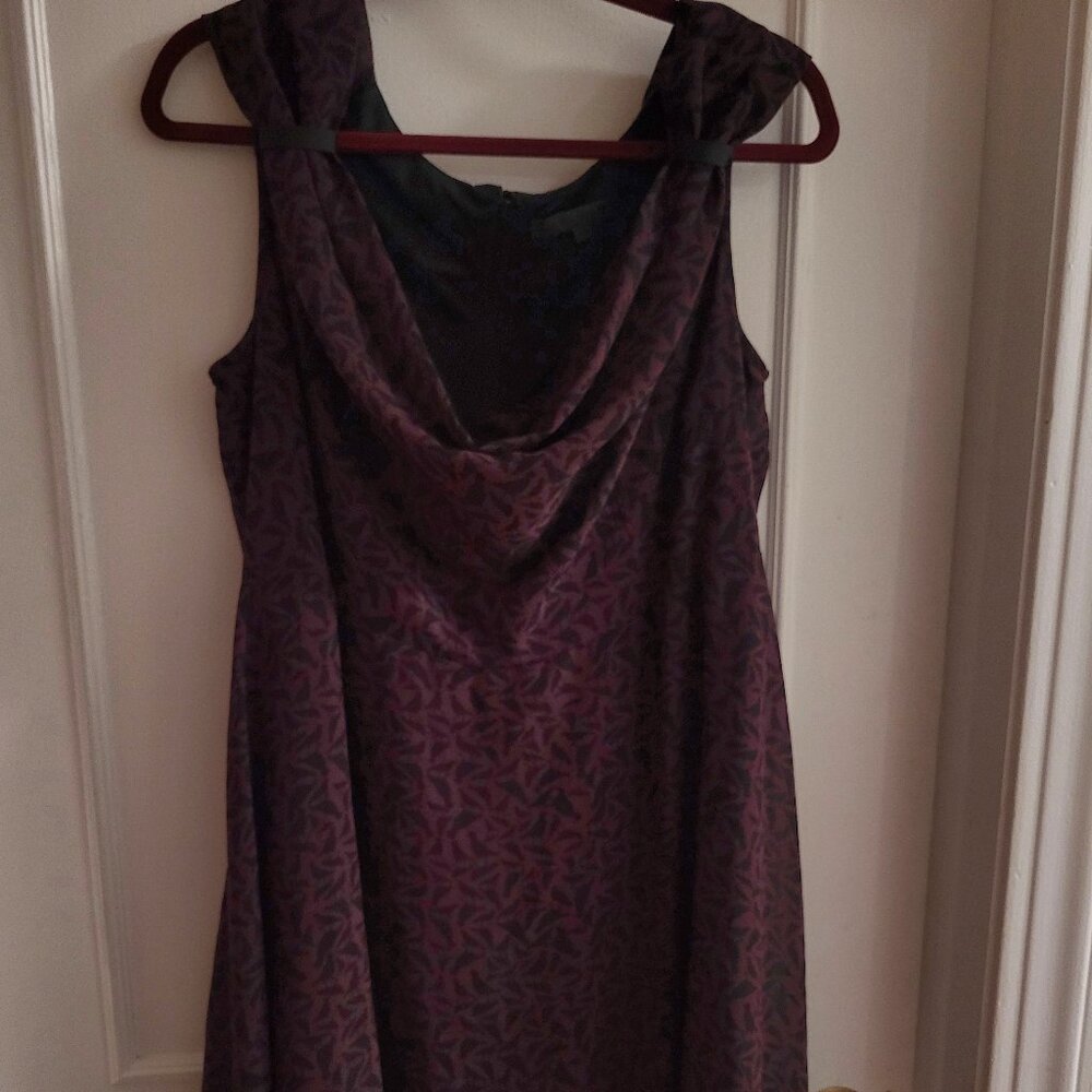 Vintage 90s New Noir Bird Print Midi Dress size 14